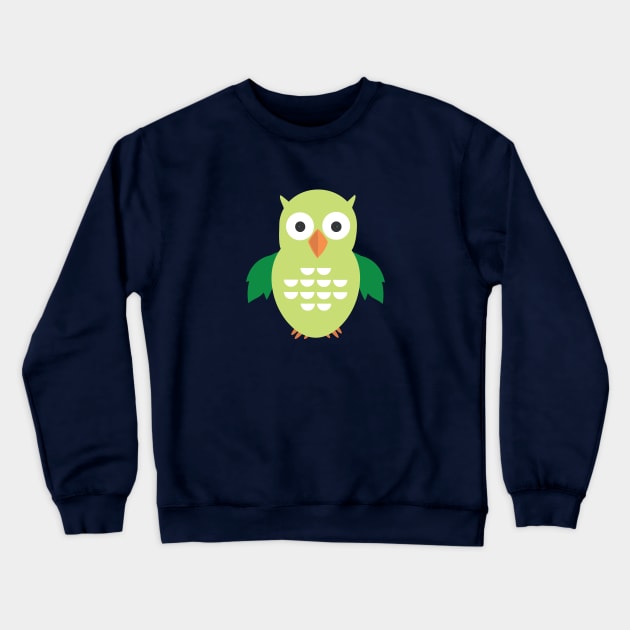 Green & Green Owl Crewneck Sweatshirt by adamzworld